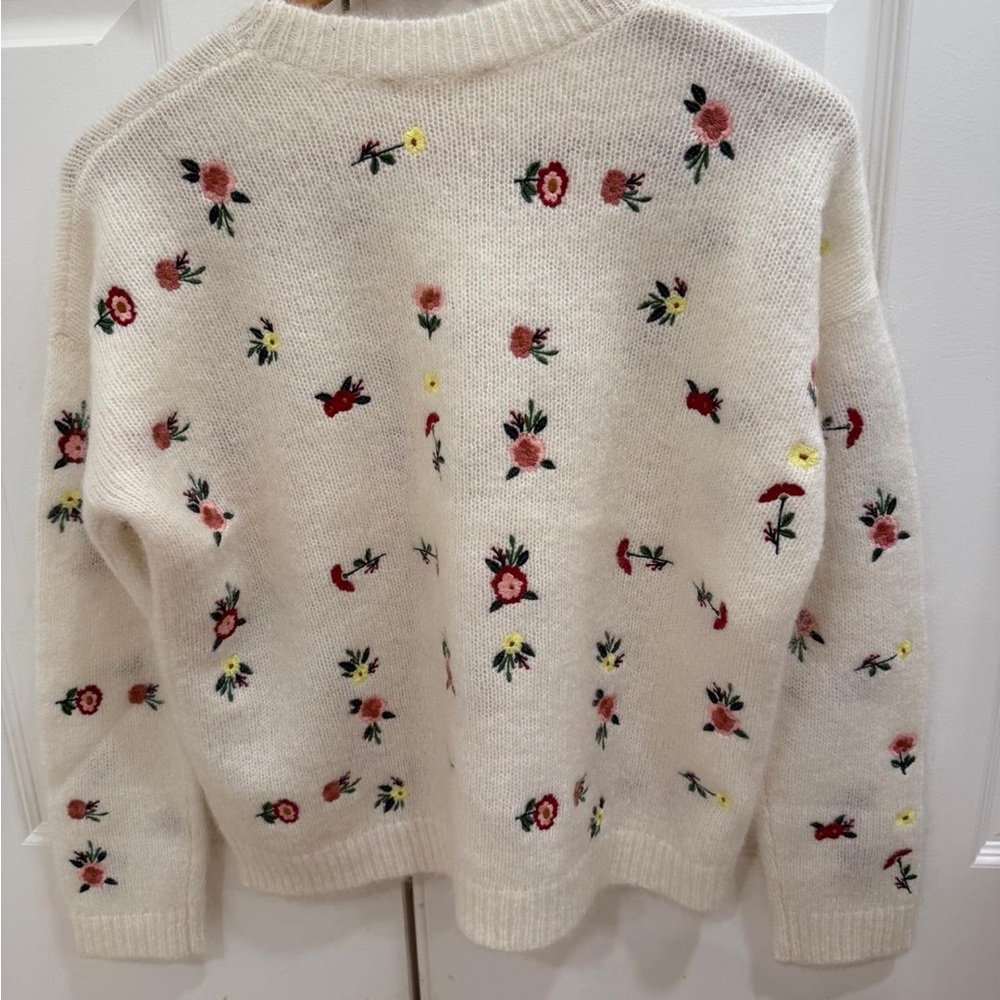 Sezane Floral Embroidered Cream Sweater - Picture 8 of 8